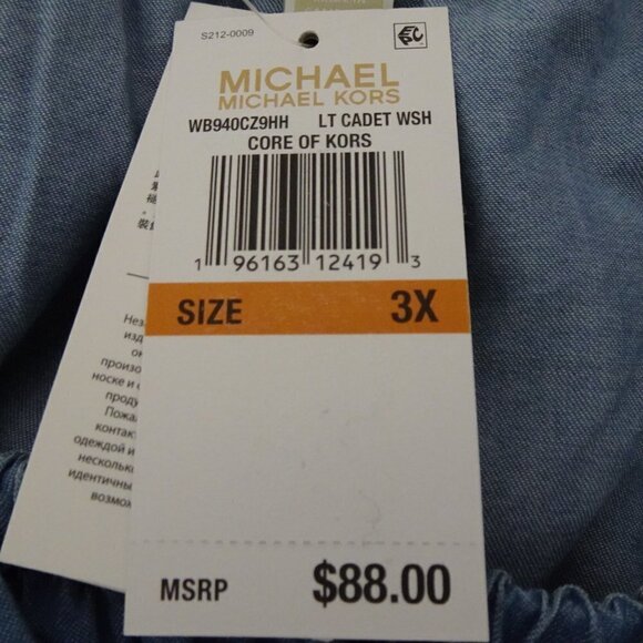 Michael Kors Off The Shoulder Top Women's Plus Size 3X Blue Ruffled - Picture 11 of 11